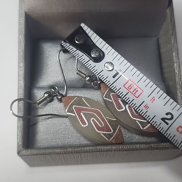 Frosted Glass Tribal Dangle Earrings - Picture 3 of 3